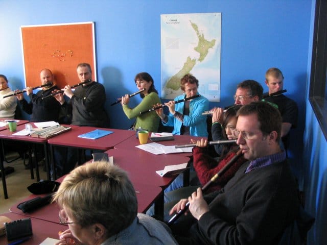 Students learning to play the traditional Irish Wooden Flute